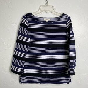 Madewell womens striped blouse blue/black/white